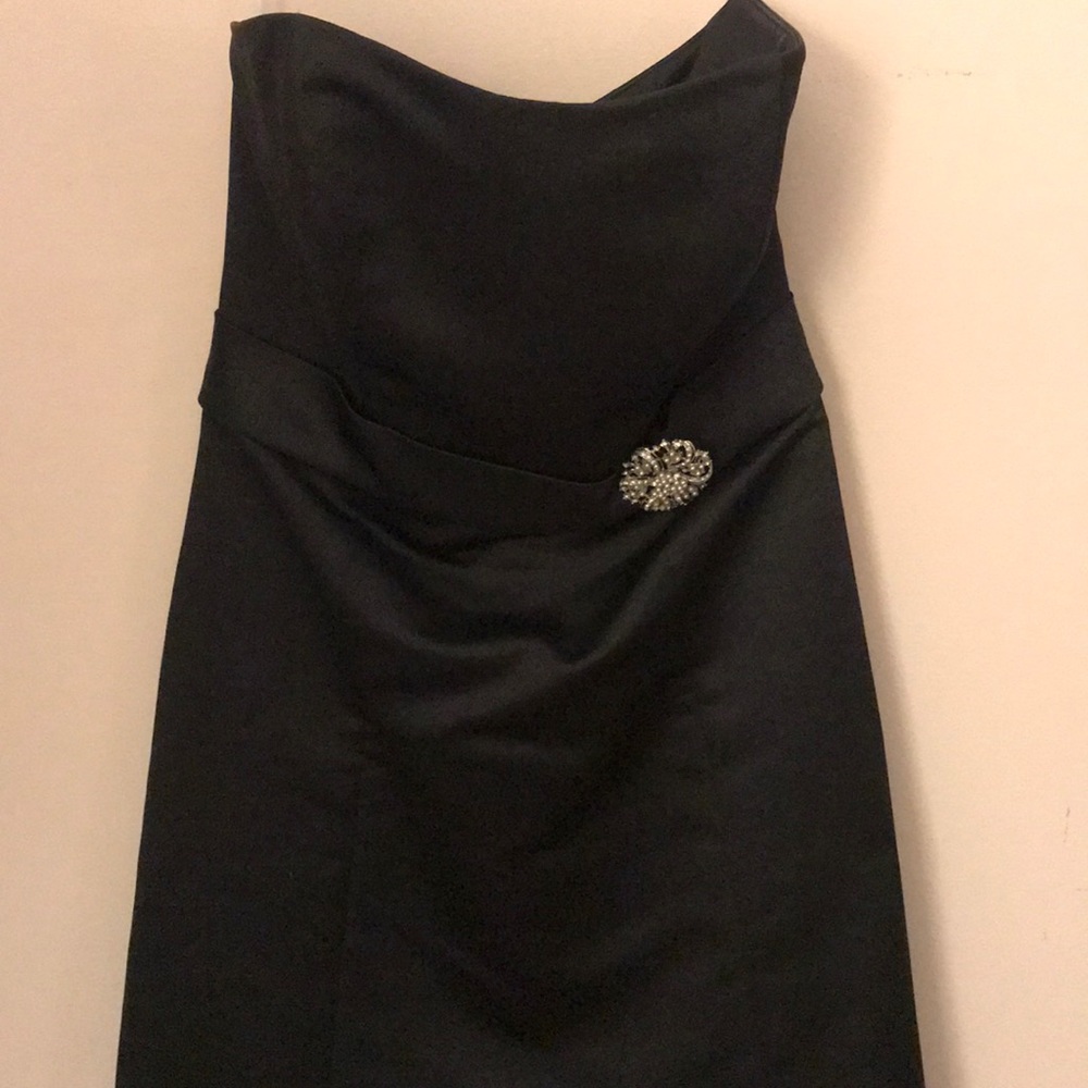 Black satin bridesmaid/black tie dress